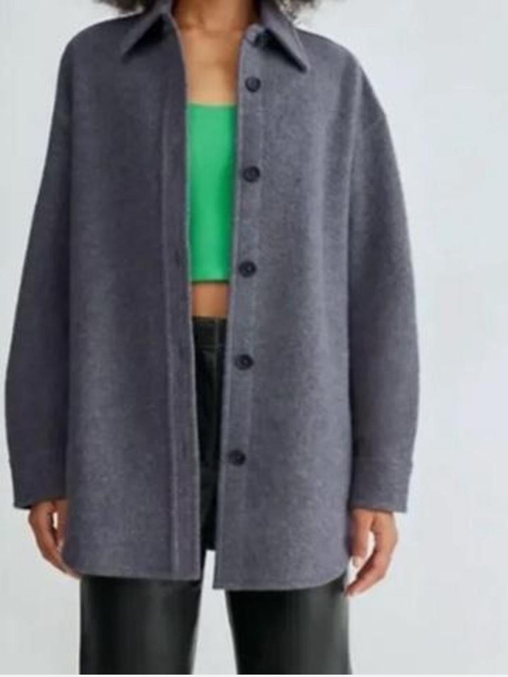 Aritzia Babaton Pelli Merino Wool Shirt Jacket Gray 2XS oversized fit